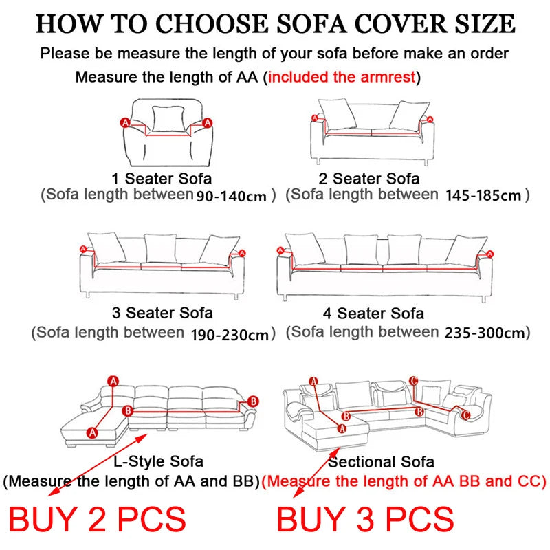 Sofa Cover for Living Room Thick Jacquard Waterproof Sofa Cover 1/2/3/4 Seater L-Shaped Corner Sofa Cover
