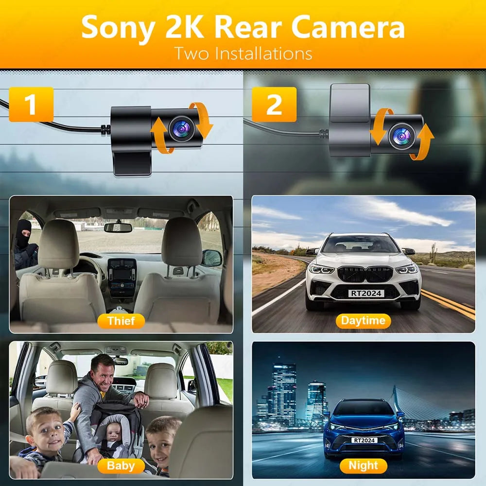 3 Channel 2K+2K+2K Dash Cam GPS WIFI CPL Sony Sensor Night Vision Dual Lens Car DVR with Rear View Camera 3 Lens Video Recorder