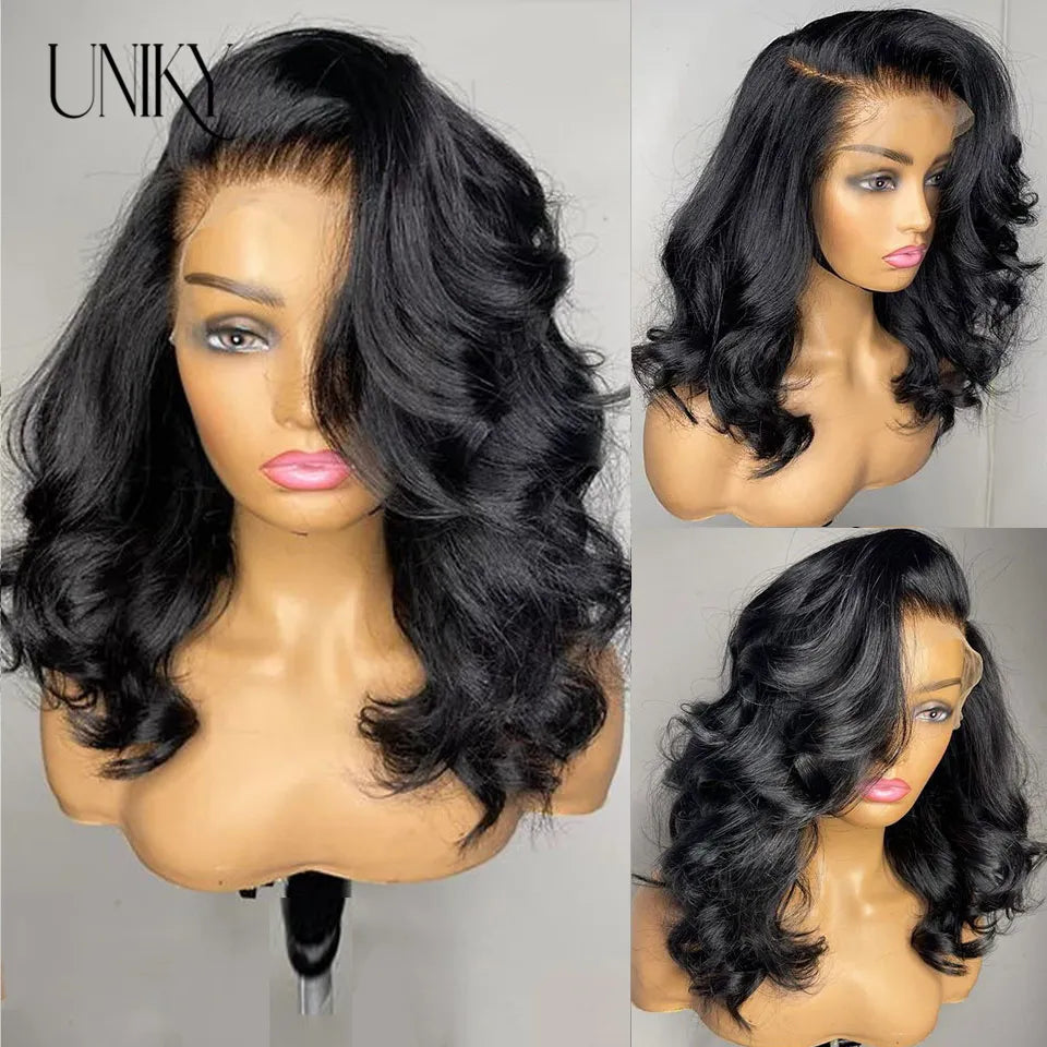 Body Wave Short Bob Wig Transparent Lace Front Wigs for Women PrePlucked 13x4 Body Wave Lace Front Human Hair Wigs Uniky Hair