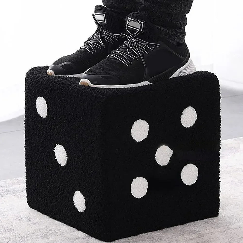 Mobile Furniture Change Shoe Stool Cubic Imitation Lamb Wool Funny Shoes Stool Bedroom Decorative Dices Stool for Living Room