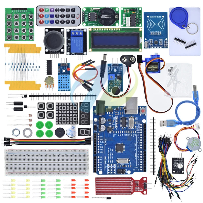 TZT NEWEST RFID Starter Kit For Arduino Uno R3 - Uno R3 Breadboard and holder Step Motor / Servo /1602 LCD / jumper Wire/ UNO R3