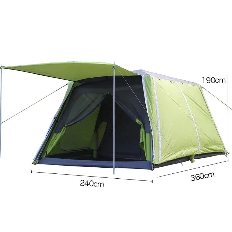 Double-Layer Anti-Rain Beach Multiplayer Outdoor Camping Tent with Big Space, 2-Bedroom Automatic, 4-5-8 People