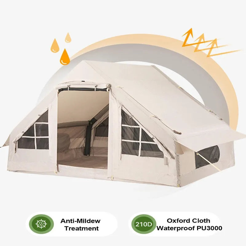 Luxury Inflatable Air Tube Tent, Big Soundproof, Transparent Equipment, Camping, Outdoor, Hiking, Water Proof, Clear, 5-8 People