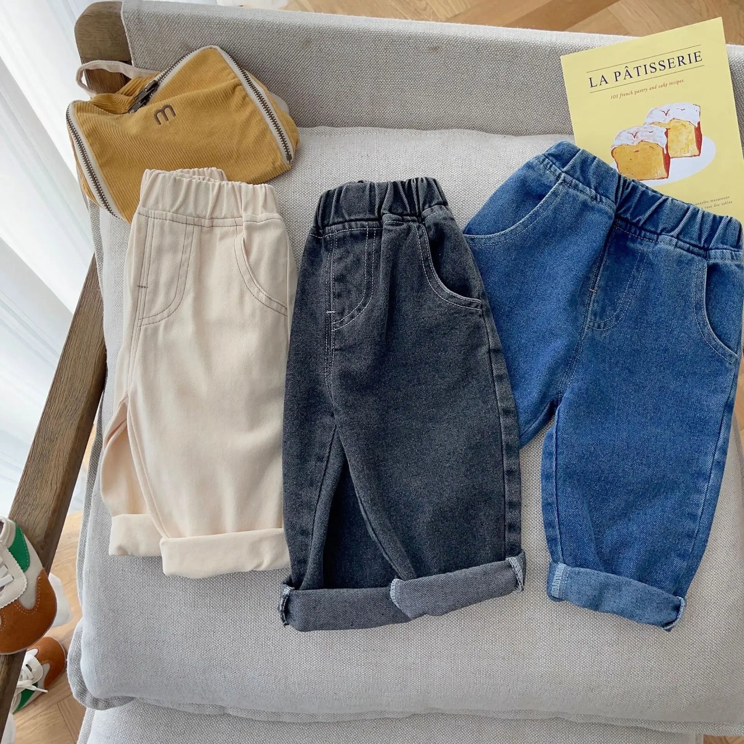 coco 🌸kids Boys' Clothes baby Elastic Band Stretch Denim Trousers for toddler children Boy Clothing Outer wear Jeans pants