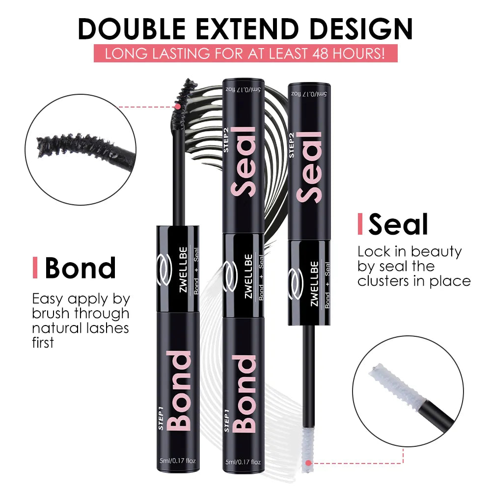 10ml Cluster Lash Bond Seal ZWELLBE DIY False Eyelash Glue Eyelash Extension Adhesive Retention Coating Waterproof Makeup Tool