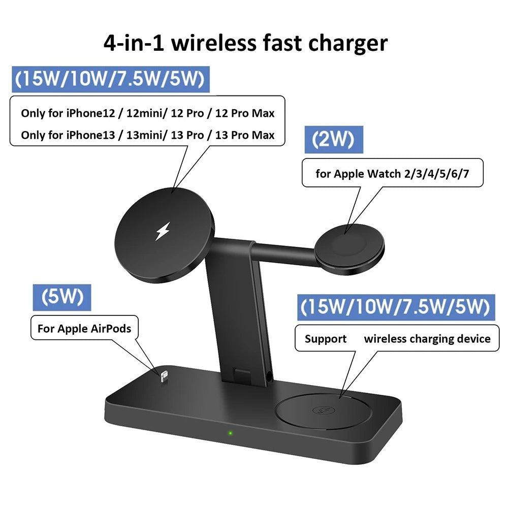 35W Magnetic Wireless Charger Stand For IPhone 14 13 12 Pro Max Mini 11 Apple Watch 4 In 1 Fast Charging for Airpods 3 IWatch 8