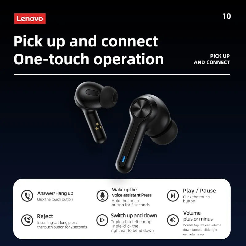 simsim 🍀 Lenovo LP3 Pro Earphones TWS Bluetooth 5.0 Wireless HIFI Music Headset Display 1200mAh Battery Headphones Gaming Earbuds