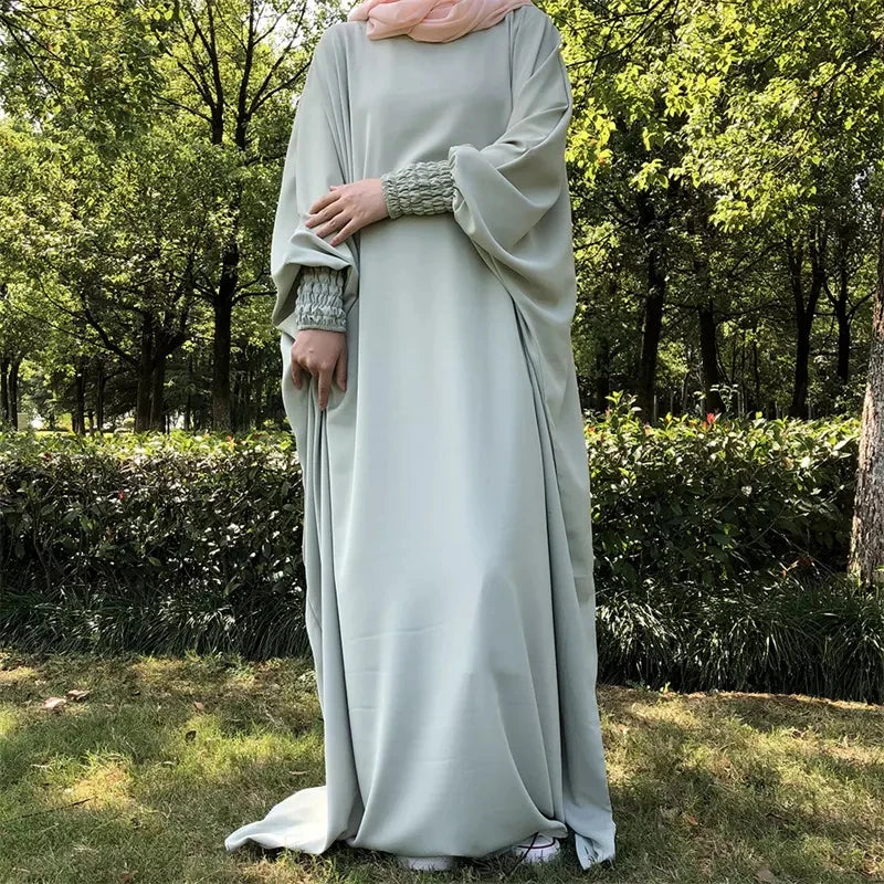 Dropshipping Butterfly Modest Abaya High Quality Ramadan EID Elastic Wrist Maxi Dress Nida Muslim Prayer Islamic Clothing