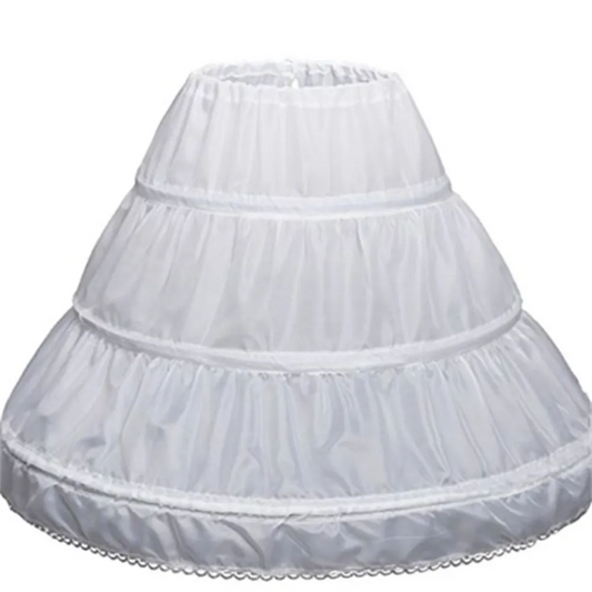 2023 White Children kids Petticoat A-Line 3 Hoops One Layer Kids Crinoline Lace Trim Flower Girl Dress Underskirt Elastic Waist