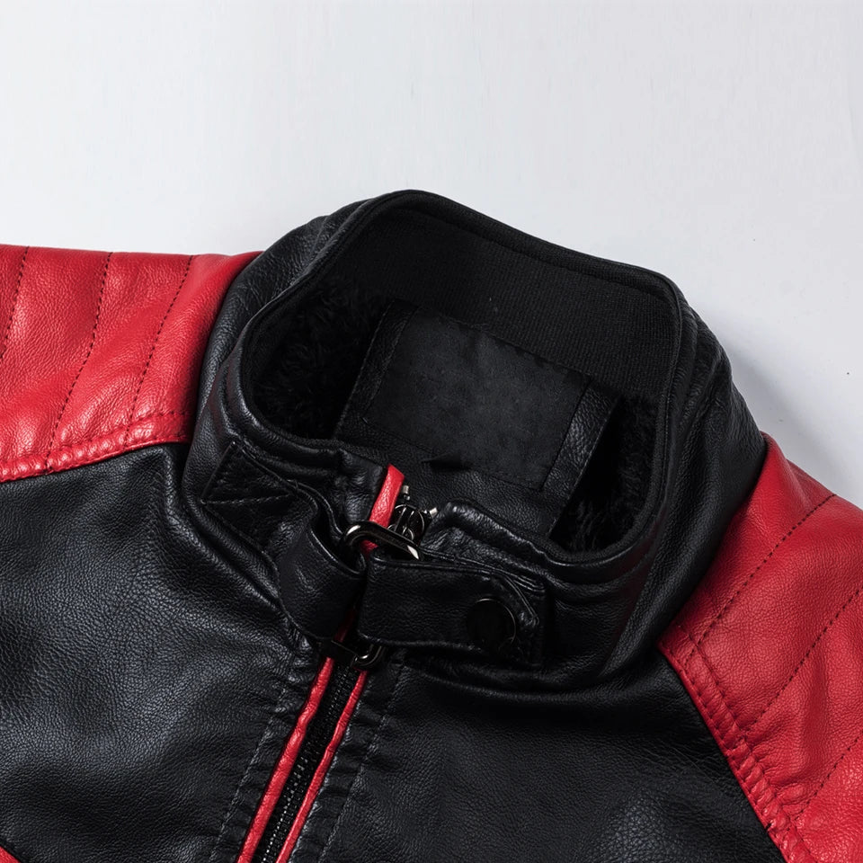 2022 Autumn Casual Spliced Leather Jacket Coat Men Fashion Vintage Biker Warm Windproof PU Leather Jacket Tops Plus Size 5XL-M