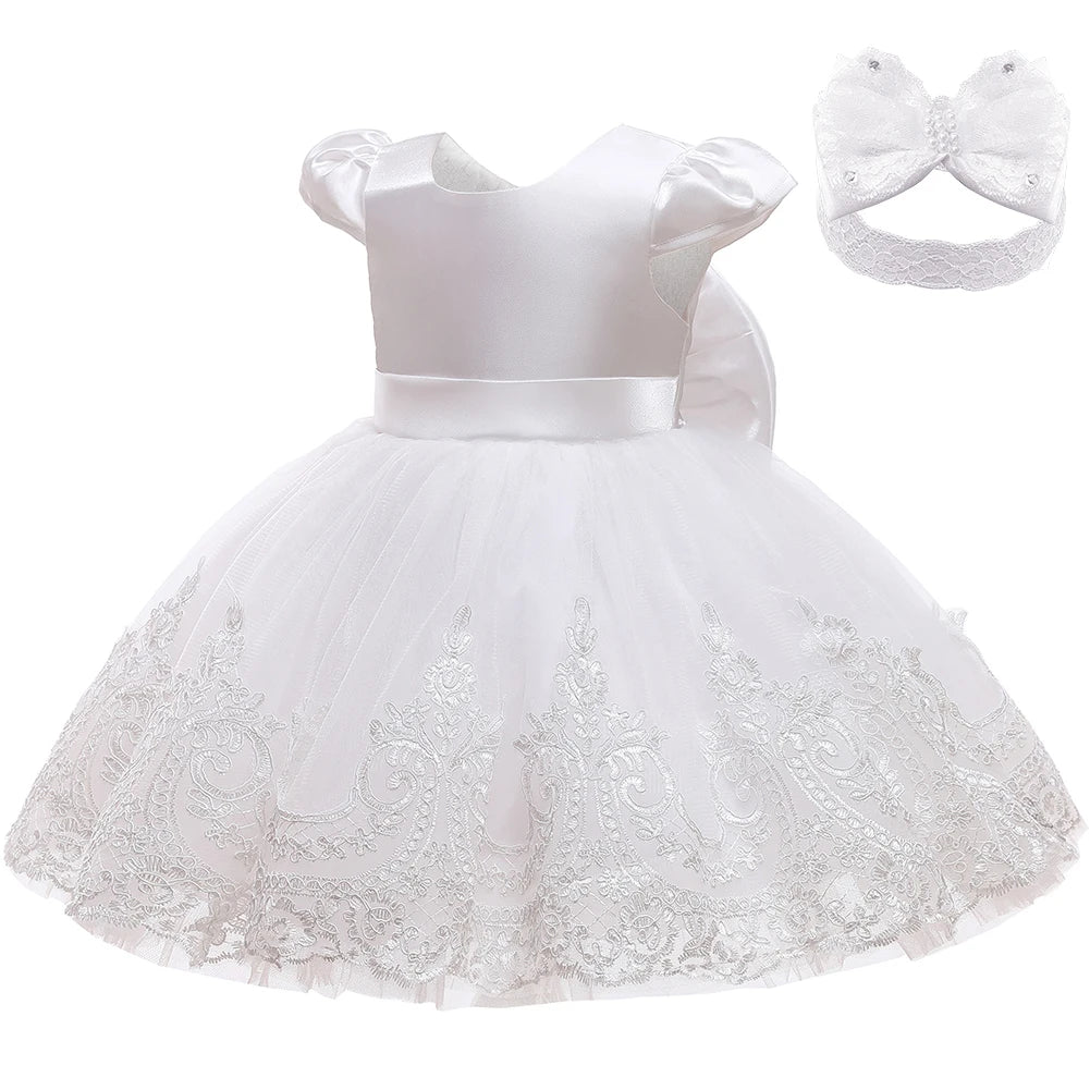 New Years Wedding Princess Dress For Girls Kid Vestidos Birthday One Year Dress Party Baptism Bow Clothes Christmas Costume 0-2Y