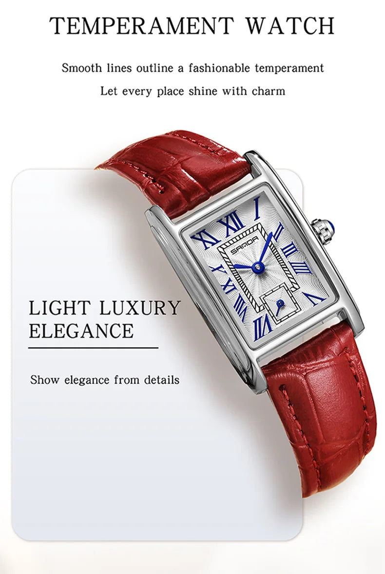 1116 New Fashion 2023 Elegant Design Rectangle Dial Water Resistant Quartz Movement Business Women Analog Wrist Watch