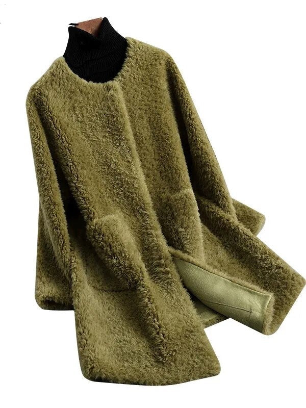 sousou 🐠Coat 2023 Fur New Real Women Winter Jacket Korean Sheep Shearing 100% Wool Fur Coats Female Luxury Clothes