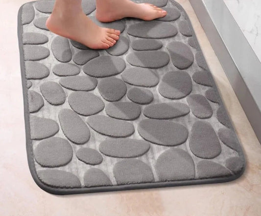 ☘️1PC Velvet Embossed Cobblestone Carpet, Water Absorbing and Non-slip Washable Memory Cotton Floor Mat for Indoor Bathrooms