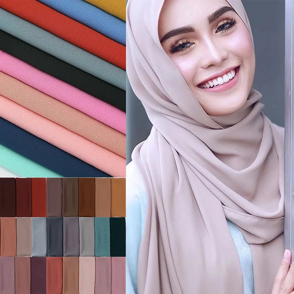 women plain bubble chiffon scarf hijab wrap printe solid color shawls headband women hijabs scarves scarf 56 colors
