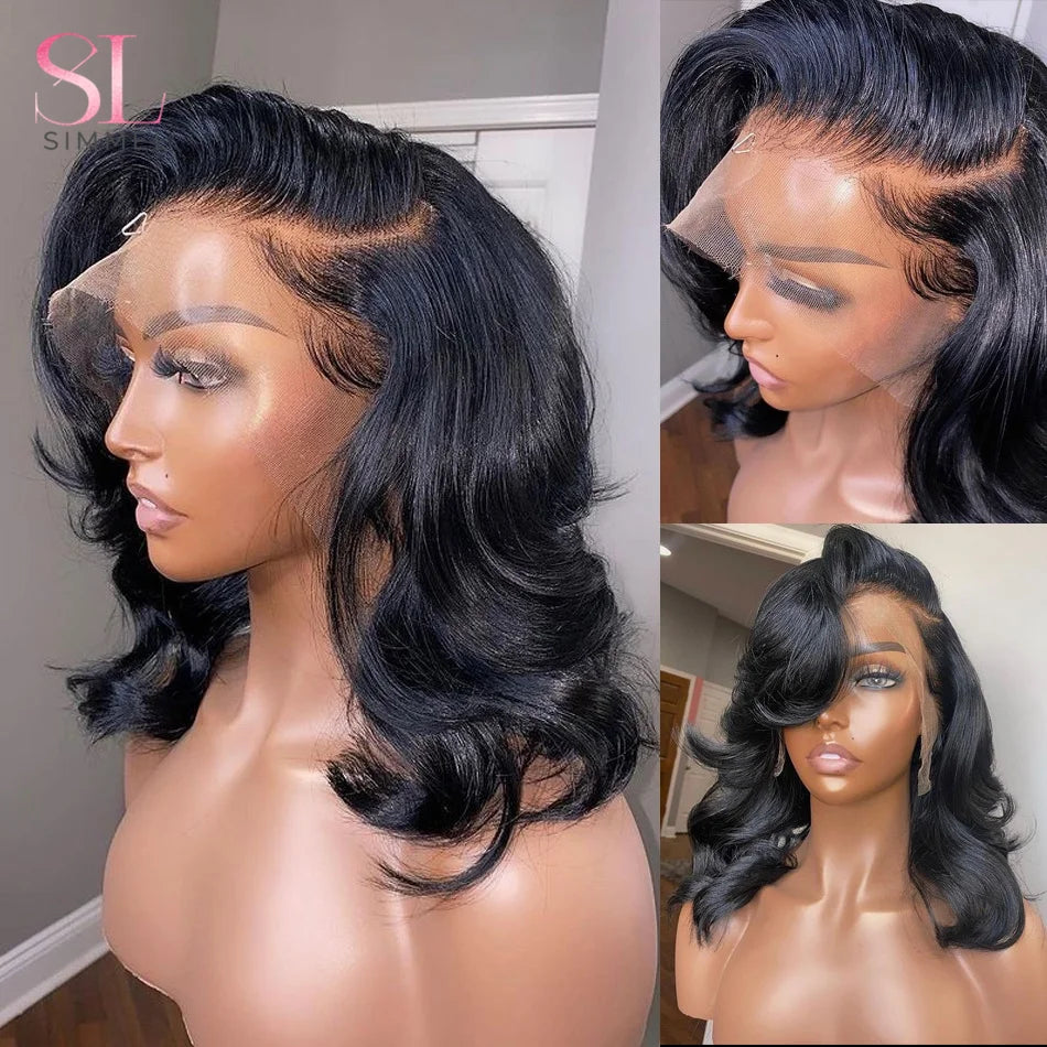 Side PartBody Wavy Lace Front Human hair Wigs For Black Women Brazilian Wig Human Hair Body Wave Short Bob Wig On Clearance seal