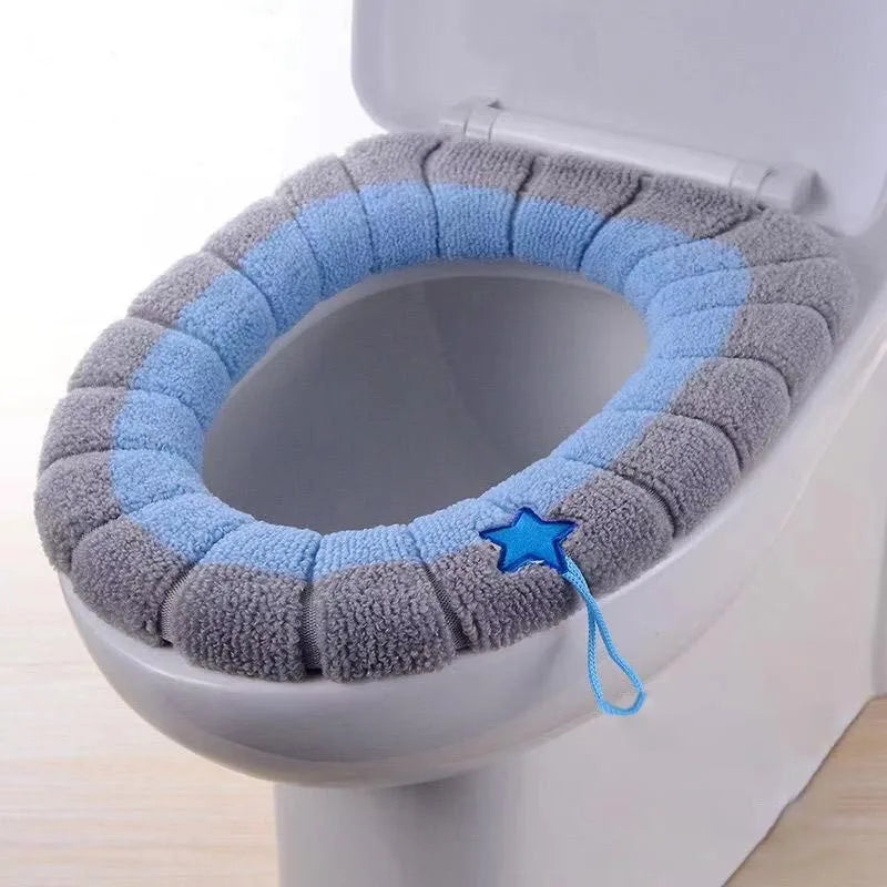 🌸Winter Warm Toilet Seat Cover Mat Bathroom Toilet Pad Cushion with Handle Thicker Soft Washable Closestool Warmer Accessories