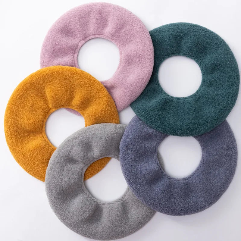 1Pcs Winter Warm Toilet Seat Cover Closestool Mat Washable Bathroom Accessories Knitting Pure Color Soft O-shape Pad Bidet Cover