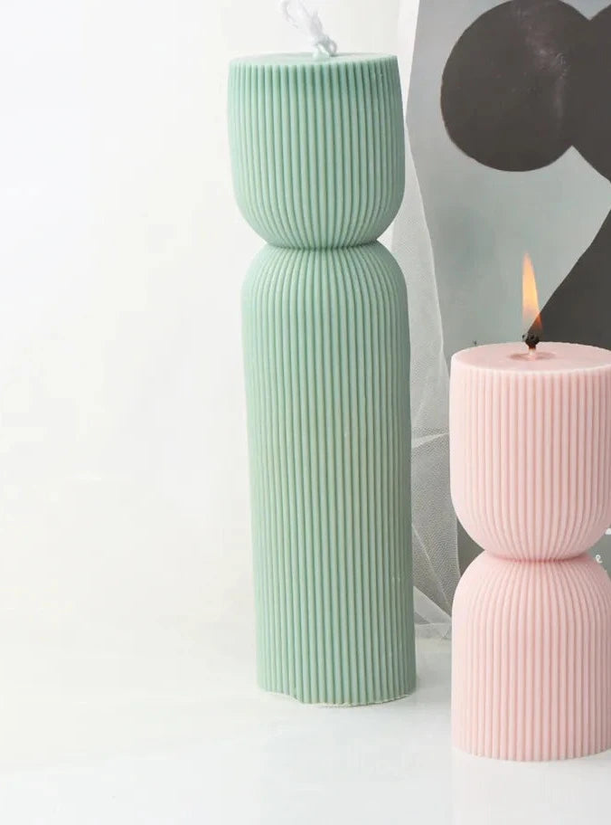 🍒Candle Mold Silicone Ribbed Conical Column DIY Geometry Long Pillar Wax Mould Large Striped Columnar Conical