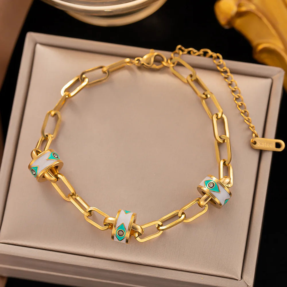 Stainless steel bracelet for women Geometry Trend fashion Inoxidable Rustproof Wrist Jewelry Gold color luxury designer jewelry