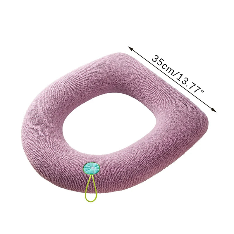 Winter Warm Toilet Seat Cover Mat Bathroom Toilet Pad Cushion With Handle Thicker Soft Washable Closestool Warmer Accessories