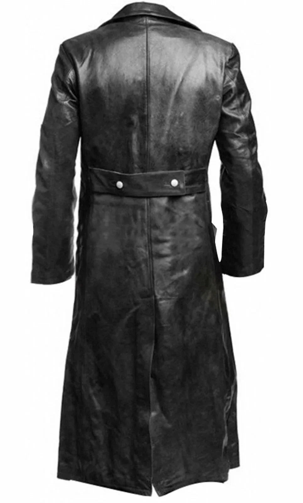 TPJB MEN'S Jackets GERMAN CLASSIC Faux Leather WW2 MILITARY UNIFORM OFFICER BLACK REAL LEATHER TRENCH COAT