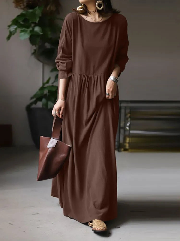 ❤️Vintage Solid Long Dress Women's Autumn