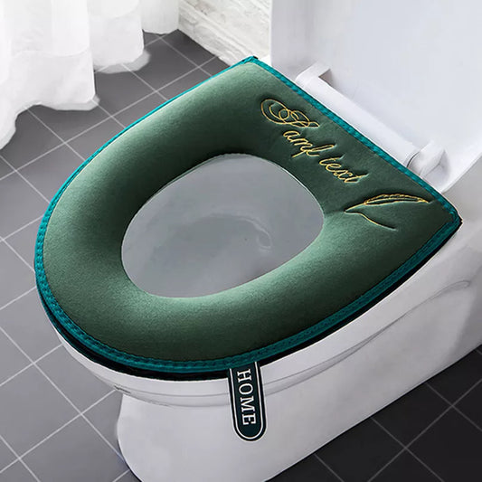 🌸Universal Toilet Seat Cover Winter Warm Soft WC Mat Bathroom Washable Removable Zipper With Flip LidHandle Waterproof Household