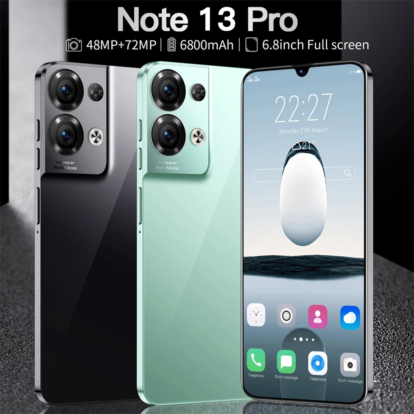 😘 Note 13 Pro Smartphone 5G Original Mobile Phone 16+1TB 6.8inch HD Screen Unlocked Dual SIM Cards Cell phone