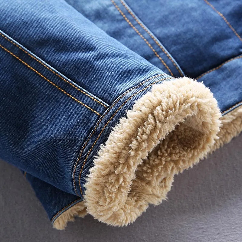 Mens Coat Boutique Fashion Winter Warm Plus Velvet Thick Blue Male Casual Denim Jacket Lamb Wool Cotton