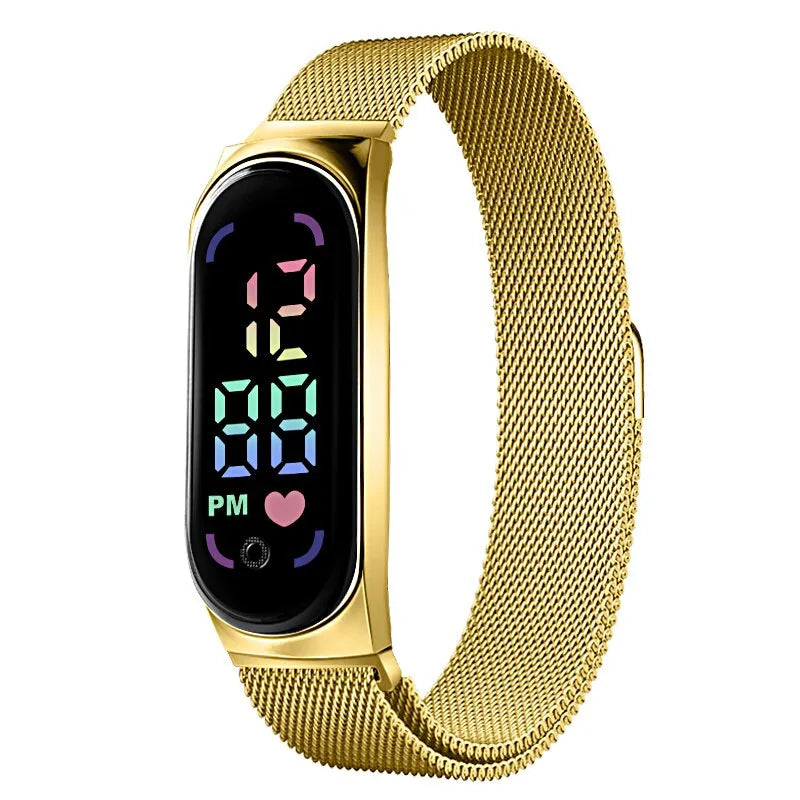 2023 New LED Women Watch Magnetic Watchband Strap Waterproof Touch Feminine Clock Fashion Digital Wristwatches