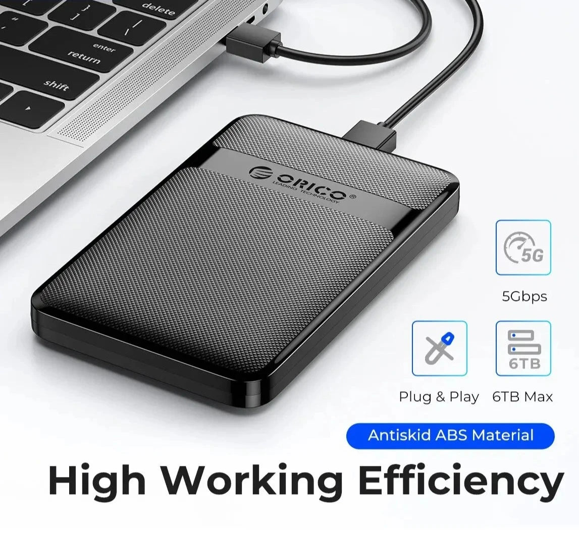 ORICO HDD Case 2.5 Inch SATA to USB3.0/Type-C HDD Enclosure 6Gbps Max USB-C External SATA HDD Enclosure Support Auto-Sleep