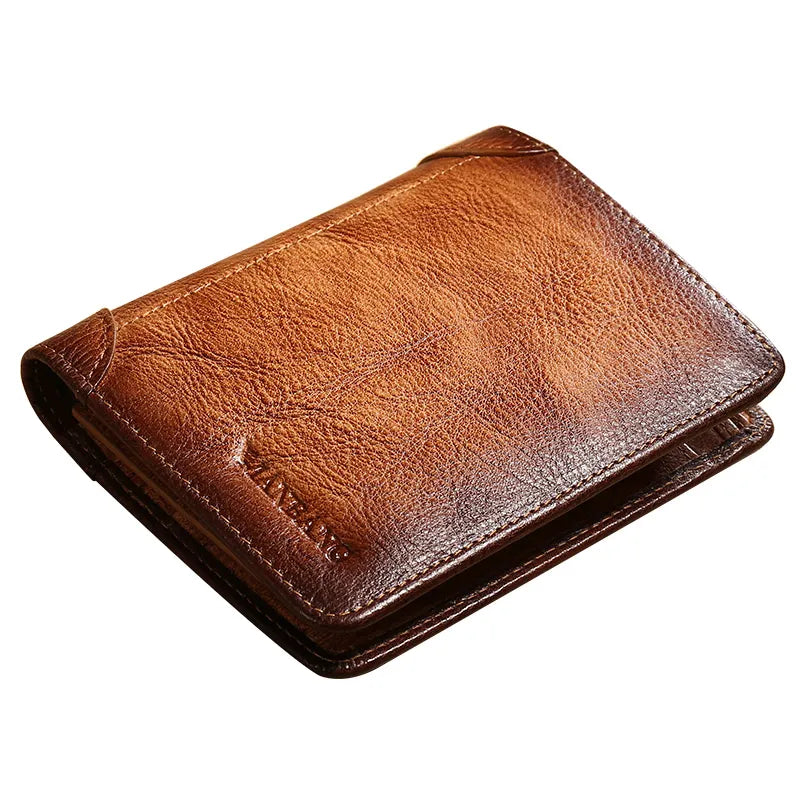 😍ManBang HOT Genuine Leather Men Wallet Small Mini Card Holder Male Wallet Pocket Retro purse High Quality