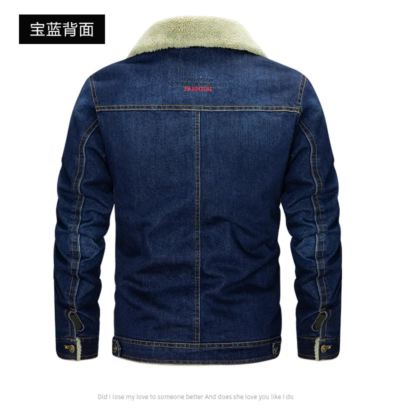 7XL-M Men's Denim Jacket Winter Men's Wool Thick Thermal Jacket Denim Coat Multi Pocket Denim Clothing Men's Outdoor Jackets