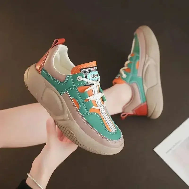 Women's Shoes Trendy Retro Casual Sneakers Round Toe Comfortable Platform Shoes Female Outdoor Tennis Sport Running Shoes 2024