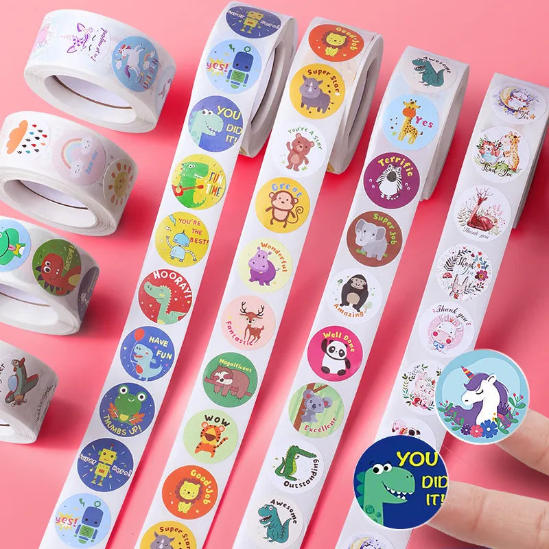 100-500 Pieces Animal Cartoon Stickers Kids Toy Stickers Various Cute Design Patterns School Teacher Reward Stickers