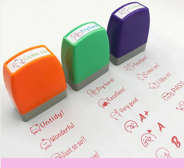 English Encouragement Stamps School Student Teaching Tools Seals English Photosensitive Chapter Comment Reward Kids Gifts