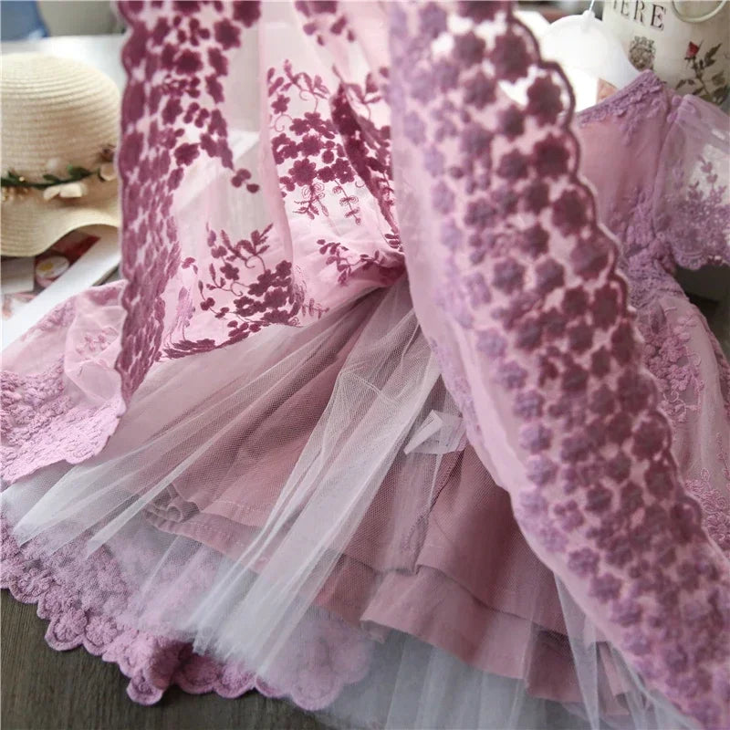 simsima Girl Dress Casual Baby Girls Clothes Kids Dresses For Girls Lace Flower Wedding Gown Children Birthday Party School Wear
