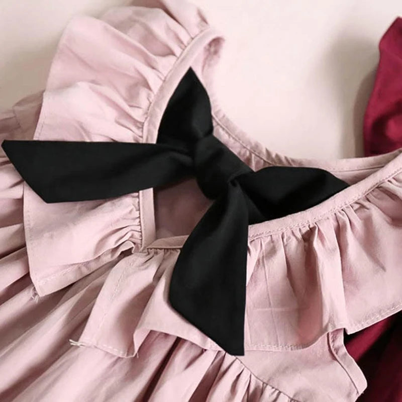 Children's Summer Children Wear Girls Sleeveless Pleated Backless Bow Dress Cotton Baby Korean Dress Baby Girls Backless Dress