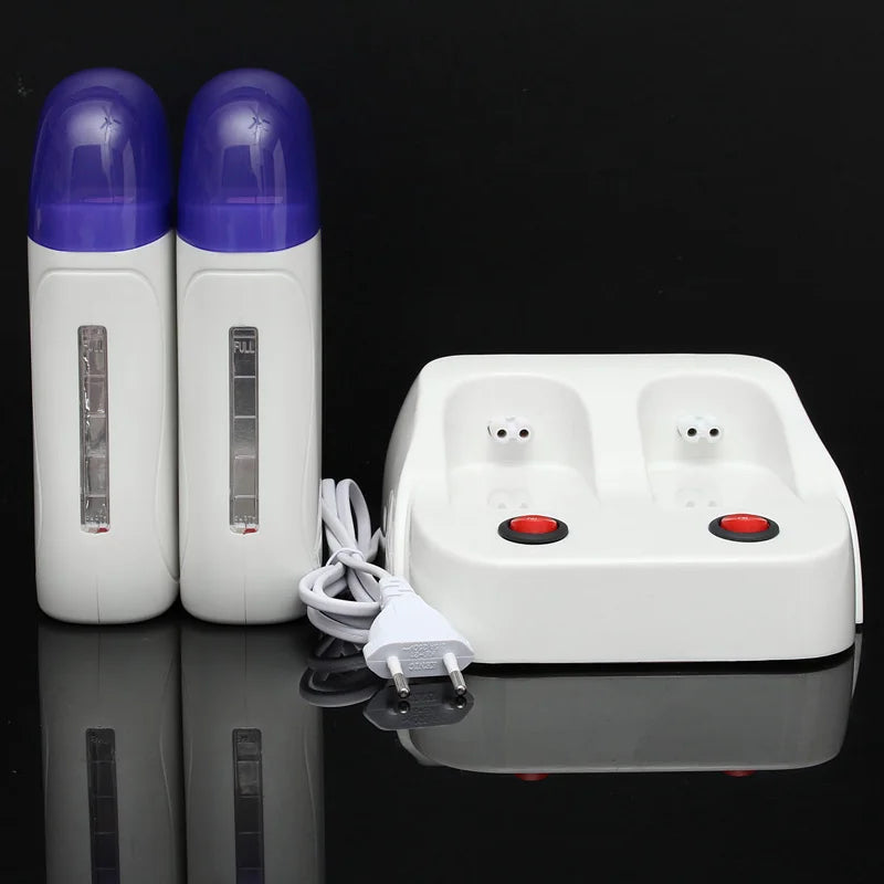 2 in 1 Depilatory Heater Roll On Wax Warmer Refillable Wax Cartridge Wax-melt Machine with Base Skin Care Tool Hair Removal