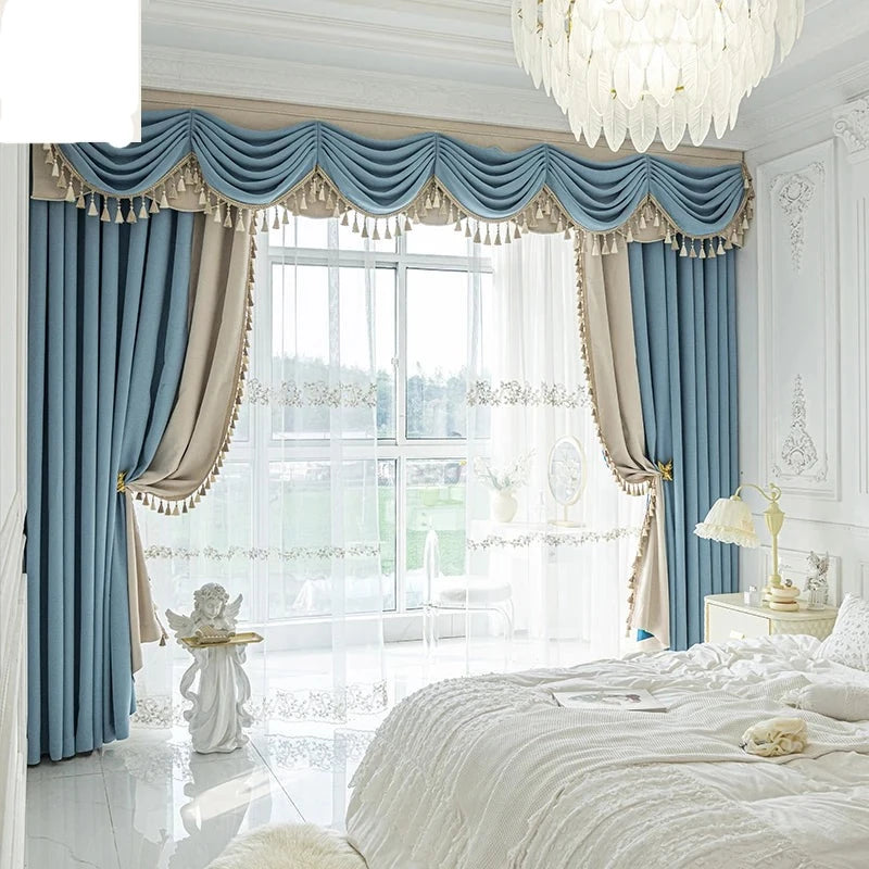 🌸Customized New French Light Luxury Full Blackout Curtains