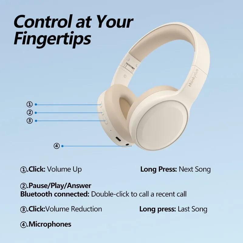 Wireless Headphones Bluetooth 5.3 Earphones Foldable Gaming Headset Sport Headphone with Mic Music Earbuds 250mAh