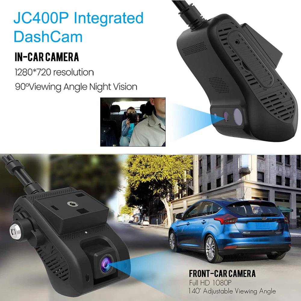4G GPS DashCam JC400P Live Car DVR JIMIMAX Wifi Hotspot Vehice Cam 2 Stream Video Cut-Off Fuel 1080P Recorder Front & Inside Kit