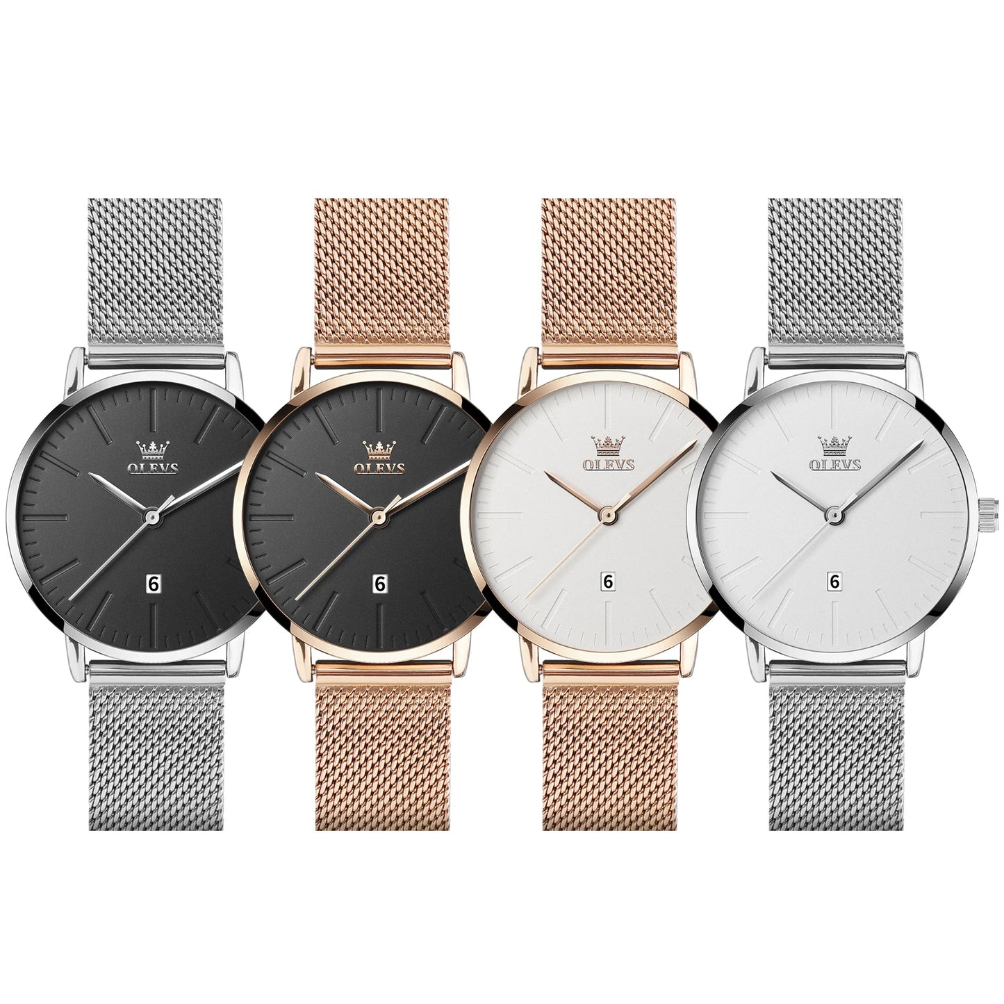 OLEVS Luxury Fashion Watch For Women Rose Gold Waterproof Quartz Ladies Wristwatch Mesh Belt Casual Date Clock Reloj Para Mujer