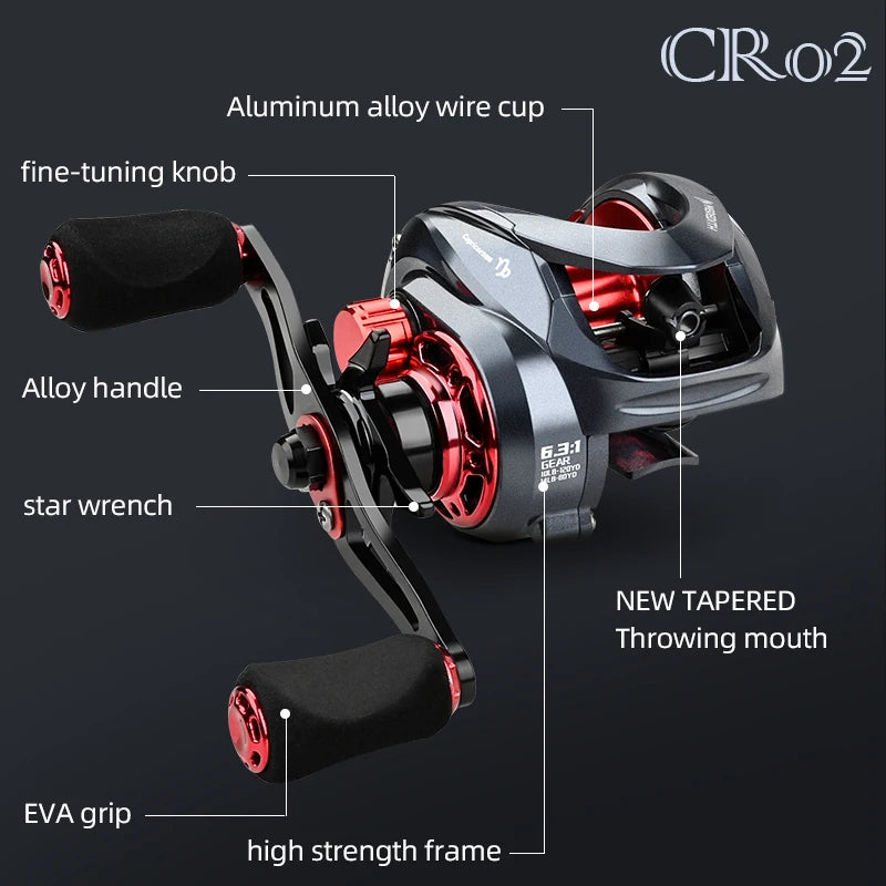 CR02 Series 8kg Max Drag Fishing Reel Professional Ultra Light 7.2:1 Gear Ratio Carp Baitcasting Wheel carp fishing casting reel
