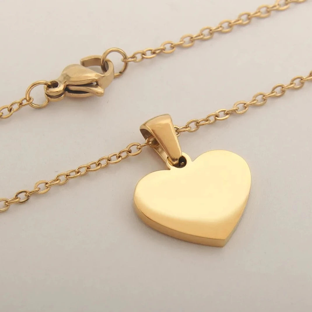 ☘️ Stainless Steel 26 Alphabet Pendant Necklace Fashion Women Heart Shell A-Z Initial Gold Plated Letter Choker Jewelry