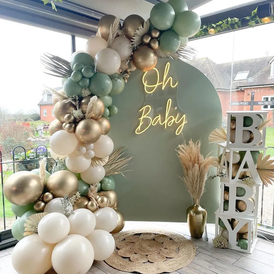 Retro Avocado Green Balloons Garland Kit Arch Baby Shower Decor Sand White Balloon Arch Birthday Party Decoration Latex Globos