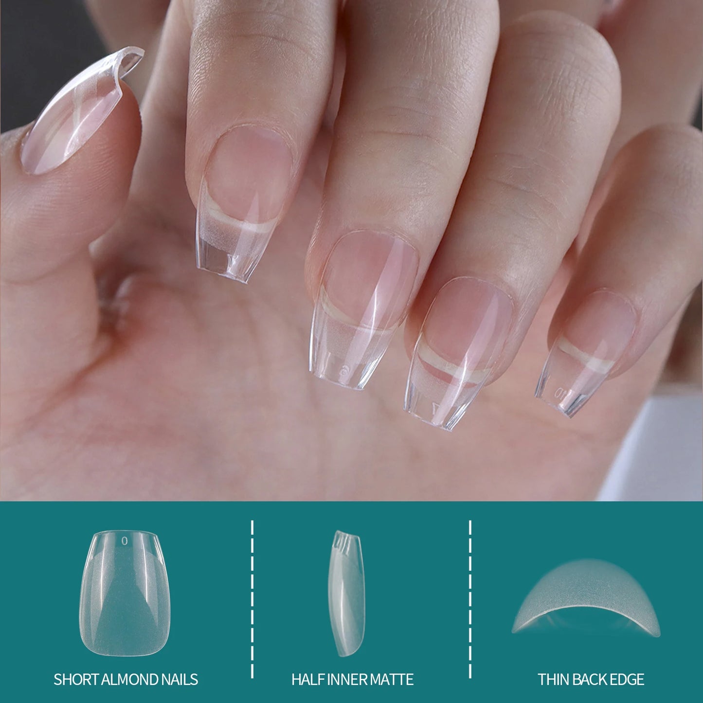 🍒Nailpop Extra Short Nail Capsule Half Matte Fake Nail Tips Almond Coffin Square Full Cover Acrylic Artificial Nails 600/120pcs