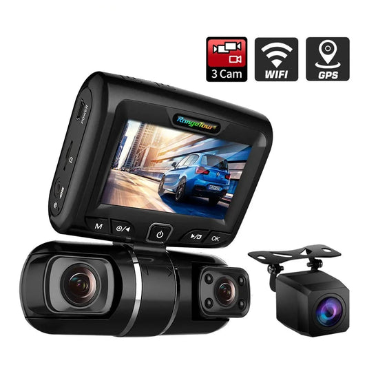 3 Channel 2K + 1080P+ 1080P Dash Cam WiFi GPS Logger Night Vision 3 Camera Car DVR Dual Lens Video Recorder  with Rear View Lens