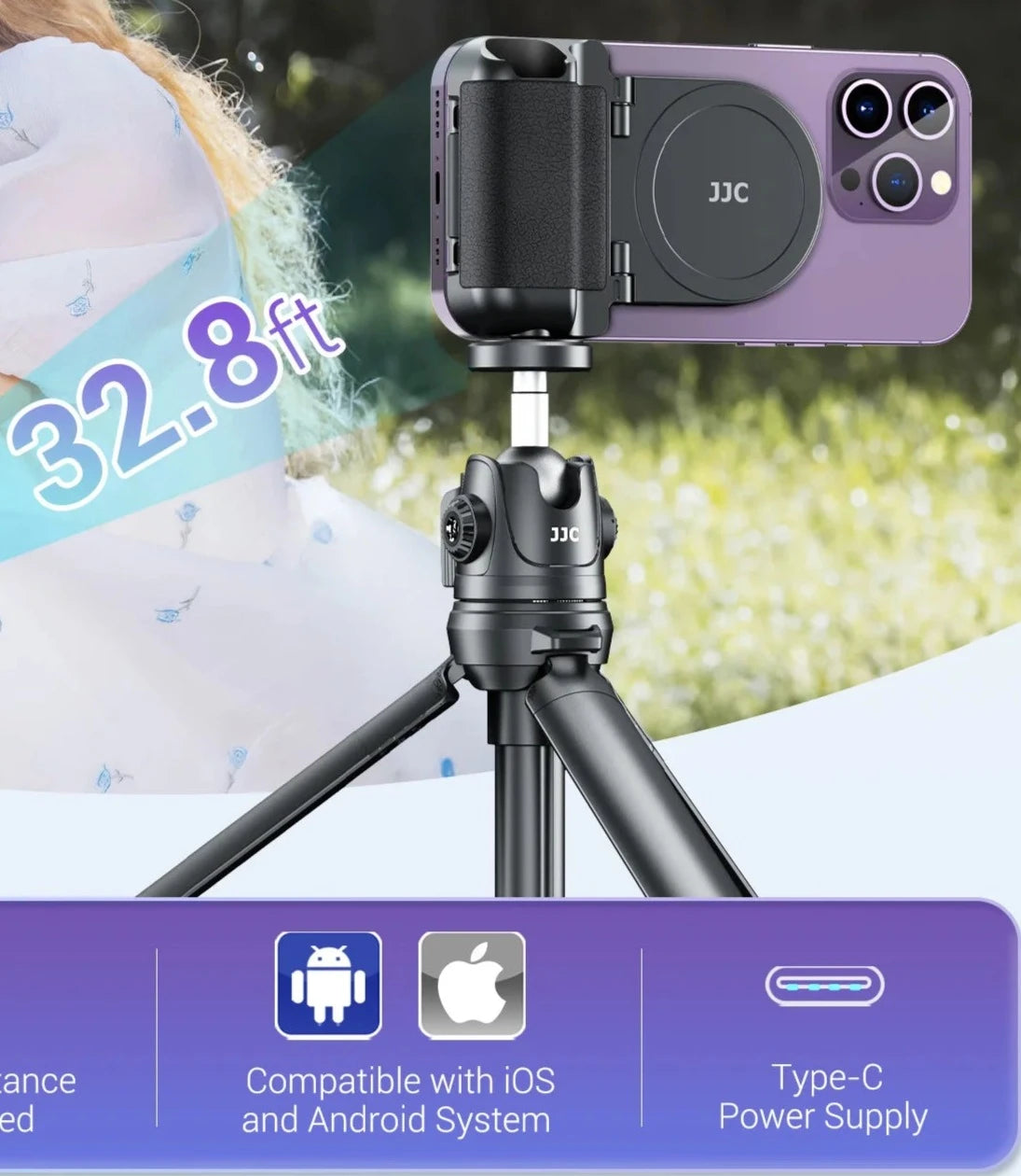 Magnetic Phone Grip Selfie Photo Bracket With Wireless Remote Control 1/4" Screw Phone Mount For iPhone 15 /14 /13 series